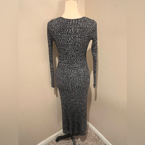 AFRM Black, White & Charcoal Textured Knit Sky Midi BodyCon Cutout Dress, size M - Picture 7 of 7